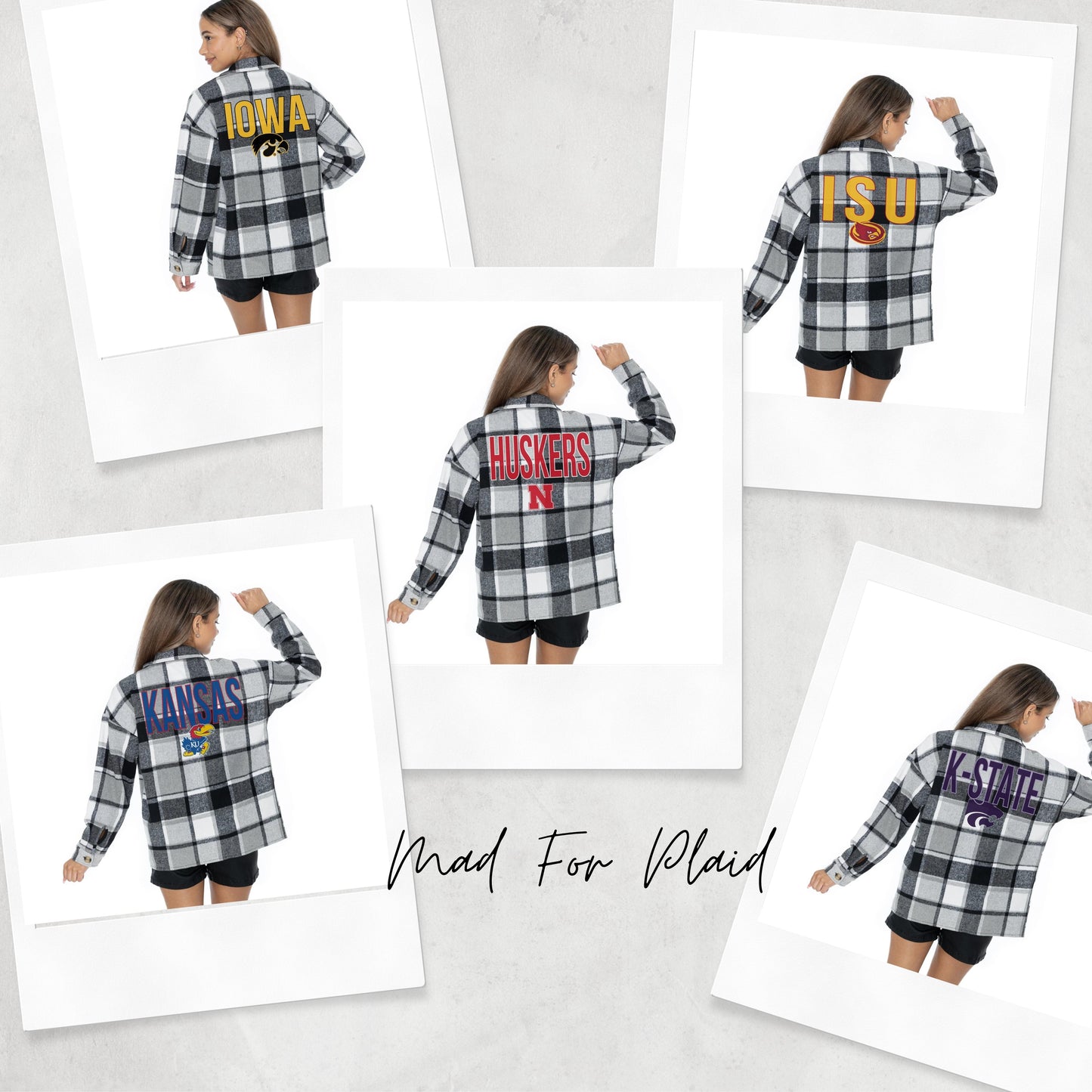 MAD FOR PLAID LONG SLEEVE BRUSHED PLAID OVERSHIRT WITH LAPEL COLLAR, BUTTON CLOSURE, AND CUFF DETAIL