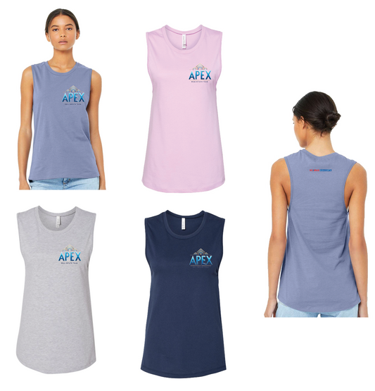 BELLA + CANVAS - Women's Jersey Muscle Tank - APEX Real Estate Left Breast/Remax Neck