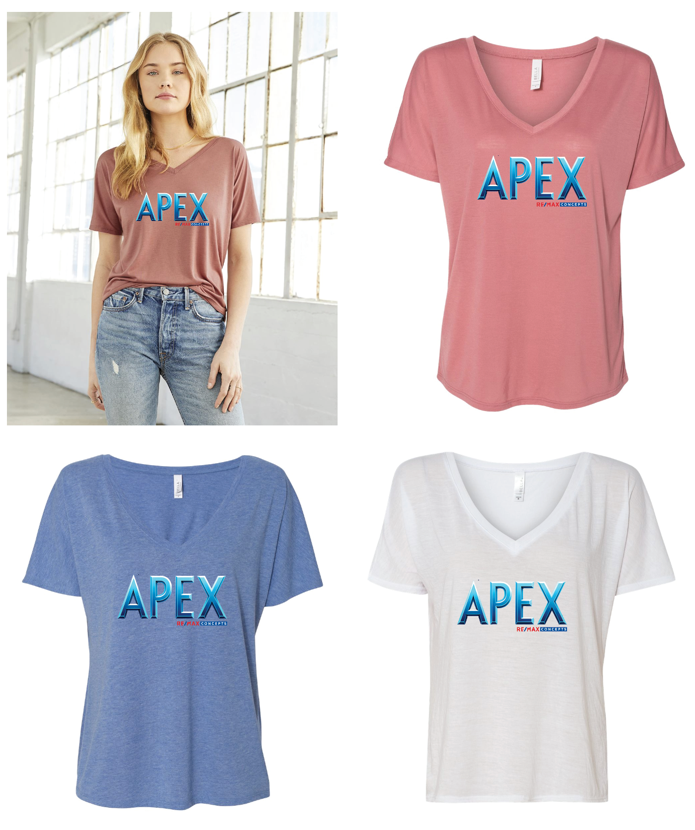 BELLA + CANVAS - Women’s Slouchy V-Neck Tee - APEX Full Chest